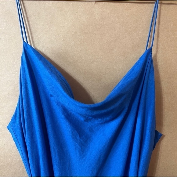 Alice + Olivia | Webber Cowl Neck Mini Dress Belted Godet Dress Blue Size 6 - Picture 5 of 16